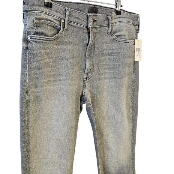 MOTHER The Rascal Mid-Rise Ankle-Fray Jeans, Noted, Grey Wash, Stretch Denim, 34 - Picture 11 of 11